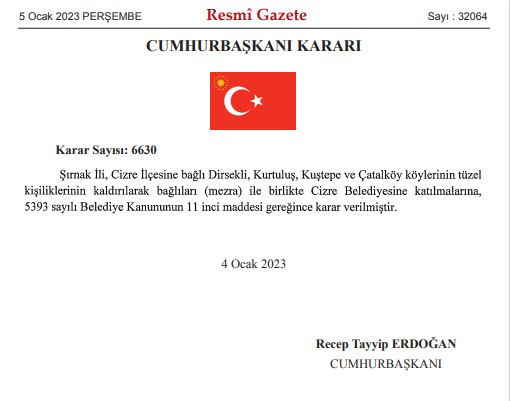 Cizre’nin dört köyü belediyeye bağlandı