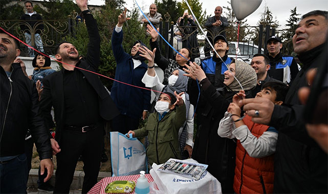 Erzurum'da lösemiyi yenen minik Talha için balon uçuruldu;