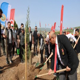 Şehitler adına 485 fidan toprakla buluşturuldu