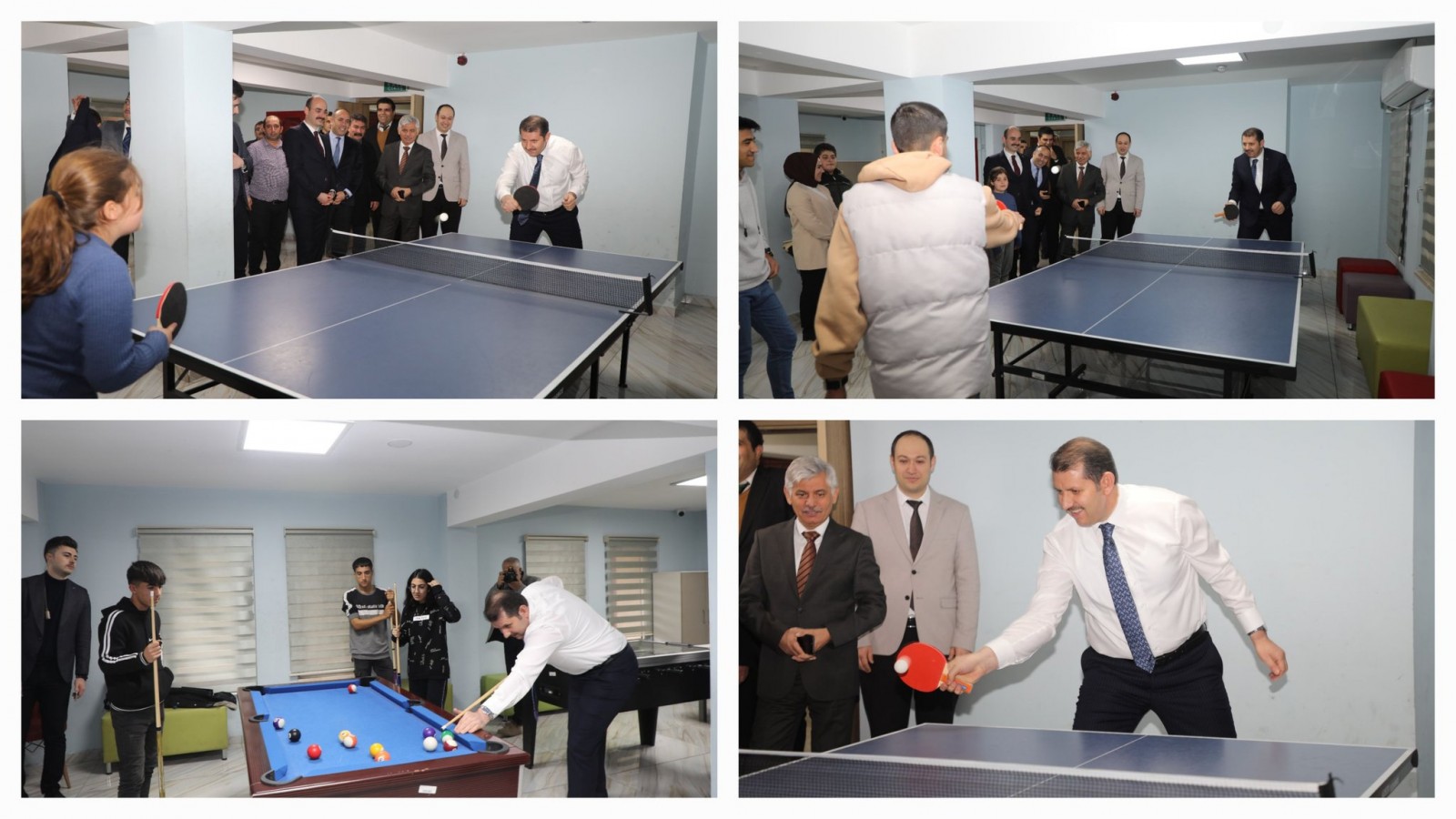 Gençlerle masa tenisi ve bilardo oynadı